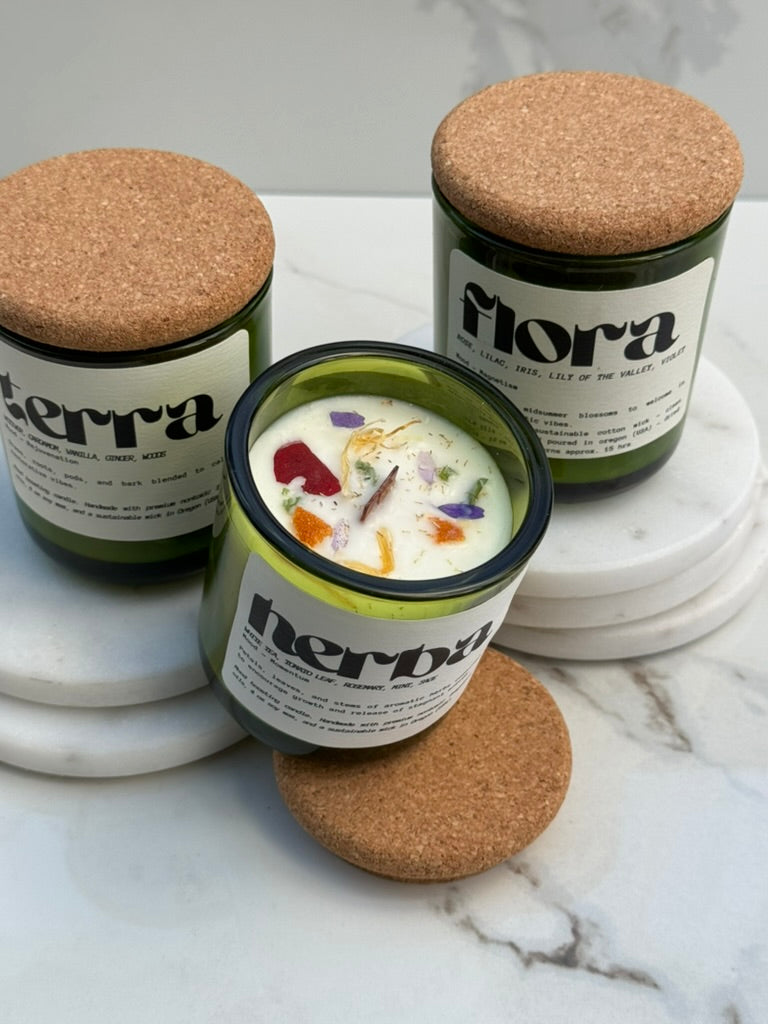 Herba Mood Boosting Botanical Candle | Handmade Aromatherapy | Natural Ingredients | Wellness | Gift