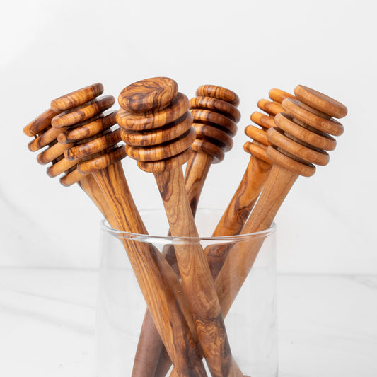 Handmade Olive Wood Honey Dipper | Natural Kitchen Utensil | Rustic Honey Stirrer | Simple & Eco-Friendly