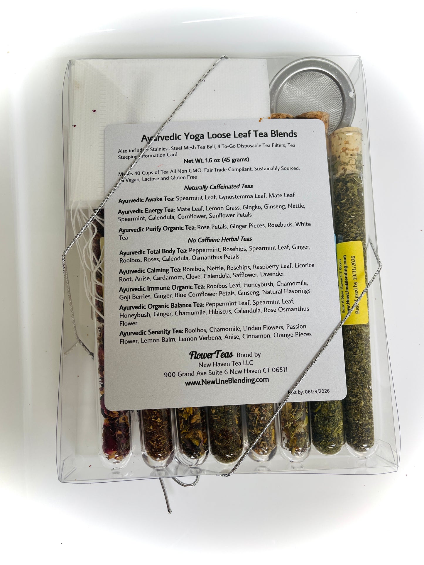 Assorted Tea Blends Gift Set | Test Tube Sampler Kit | 8 Varieties 36 Cups | Mesh Infuser | Fair Trade