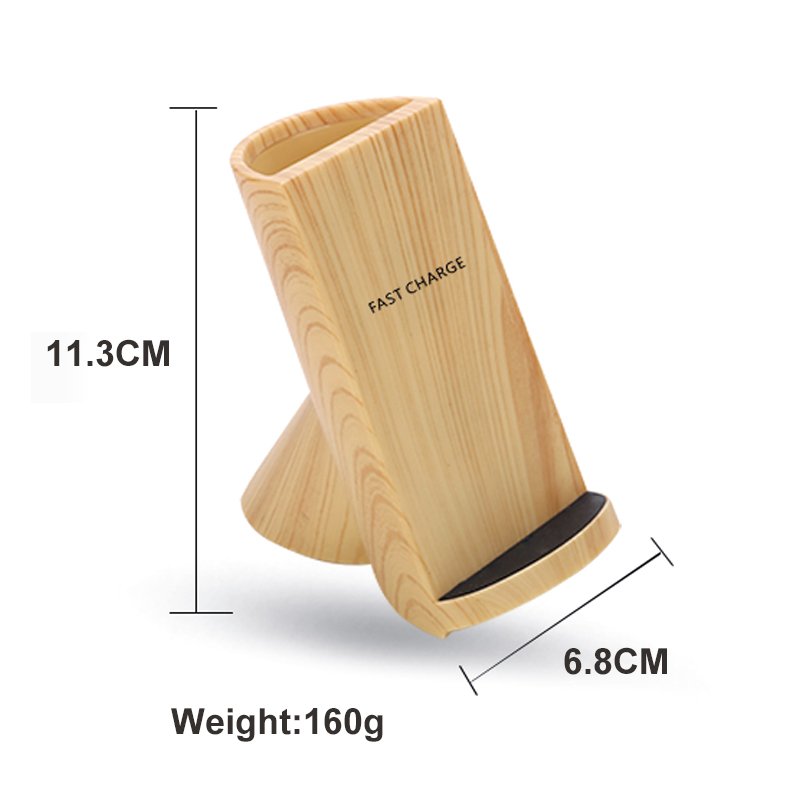 Wood Grain Wireless Charging Pen Container | Qi Compatible | Desk Organizer | LED Display | Office