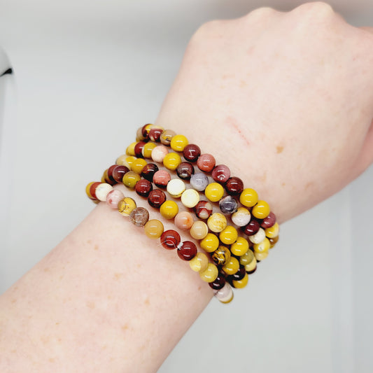 Mookite Stone Bracelet | Metaphysical Reiki Healing | Boho Gemstone Jewelry | 7.5" Stretch | Australian Jasper