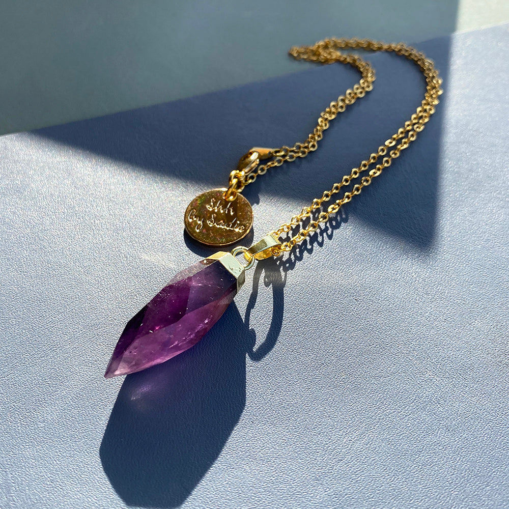 Glow Necklace | Crystal Quartz Rose Quartz Amethyst | Healing Crystal Jewelry | Gemstone Necklace