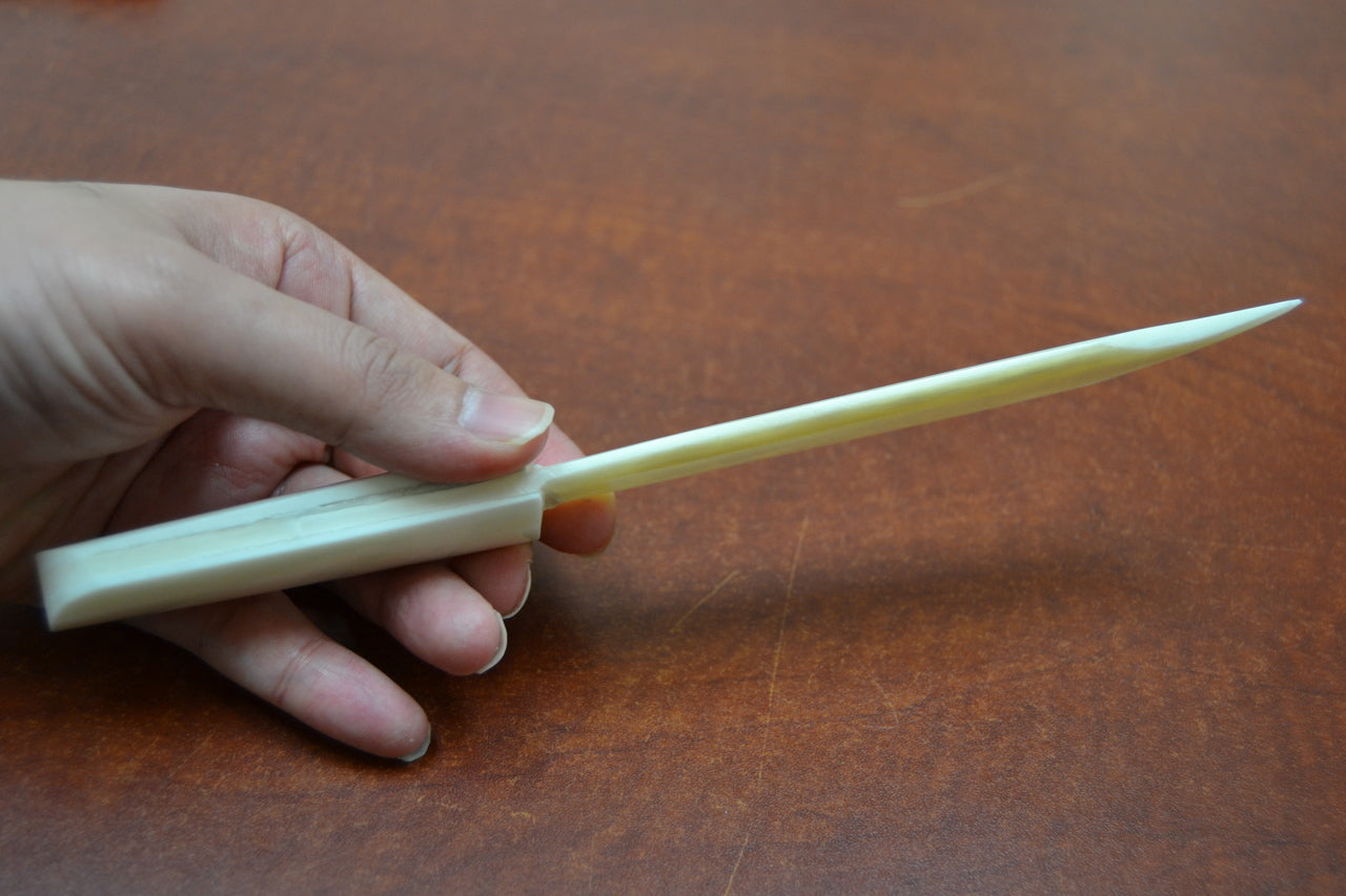 White Carved Buffalo Bone Letter Opener | 9" Handcrafted Knife | Elegant Desk Accessory