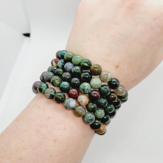 Colorful Agate Stone Bracelet | Semi Precious Reiki Healing | Boho Gemstone Jewelry | 7.5" Stretch