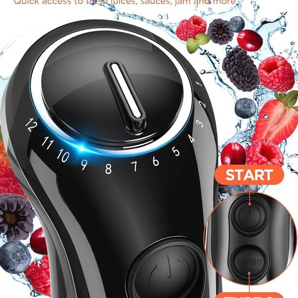 Electric 4-in-1 Hand Immersion Blender | 12-Speed Stick | Versatile Kitchen Tool | Blending Chopping