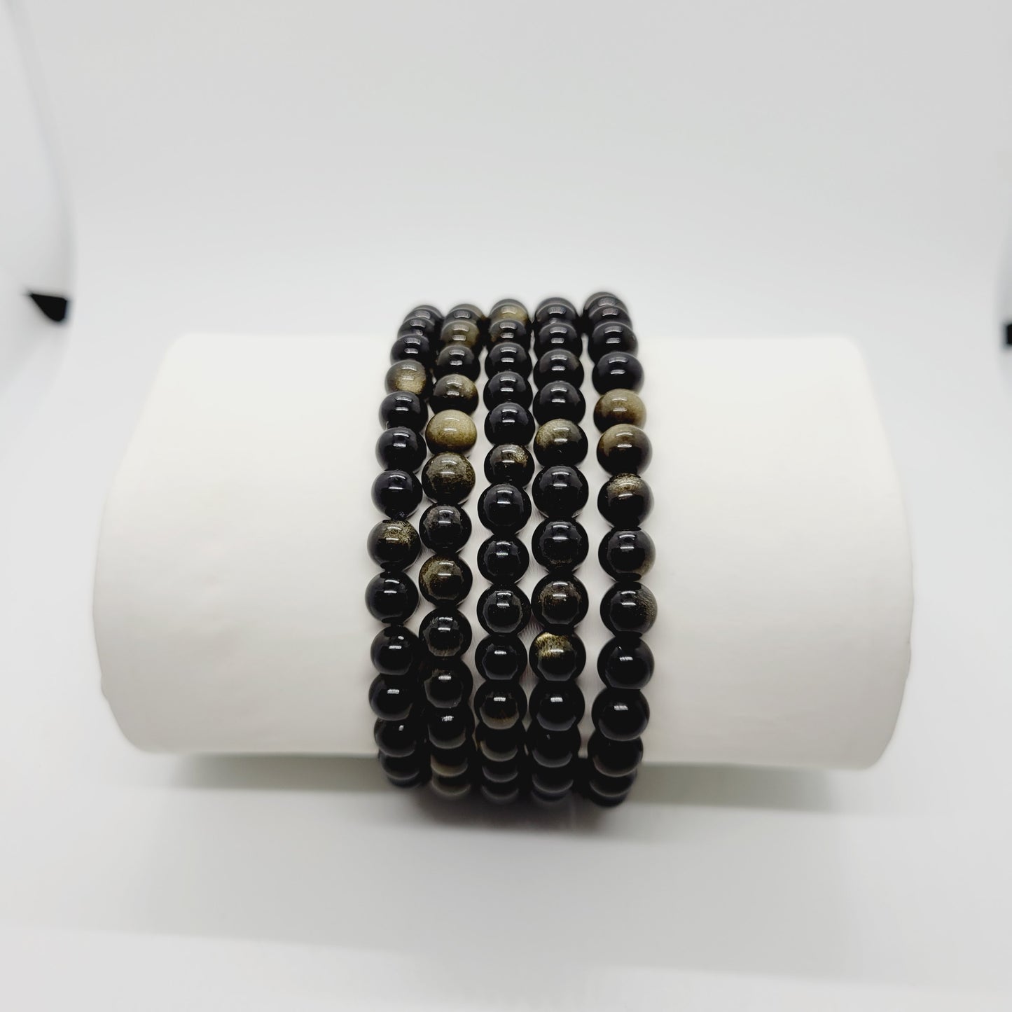 Gold Sheen Obsidian Stone Bracelet | Metaphysical Reiki Healing | Boho Gemstone Jewelry | 7.5" Stretch