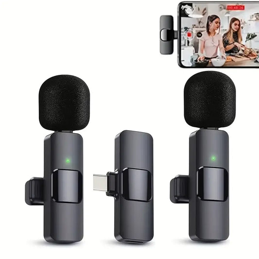 Wireless Lavalier Microphone | Clip-On Mic with Noise Reduction | Streaming & Content Creation | Mobile Accessories