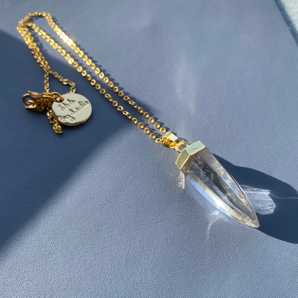 Glow Necklace | Crystal Quartz Rose Quartz Amethyst | Healing Crystal Jewelry | Gemstone Necklace