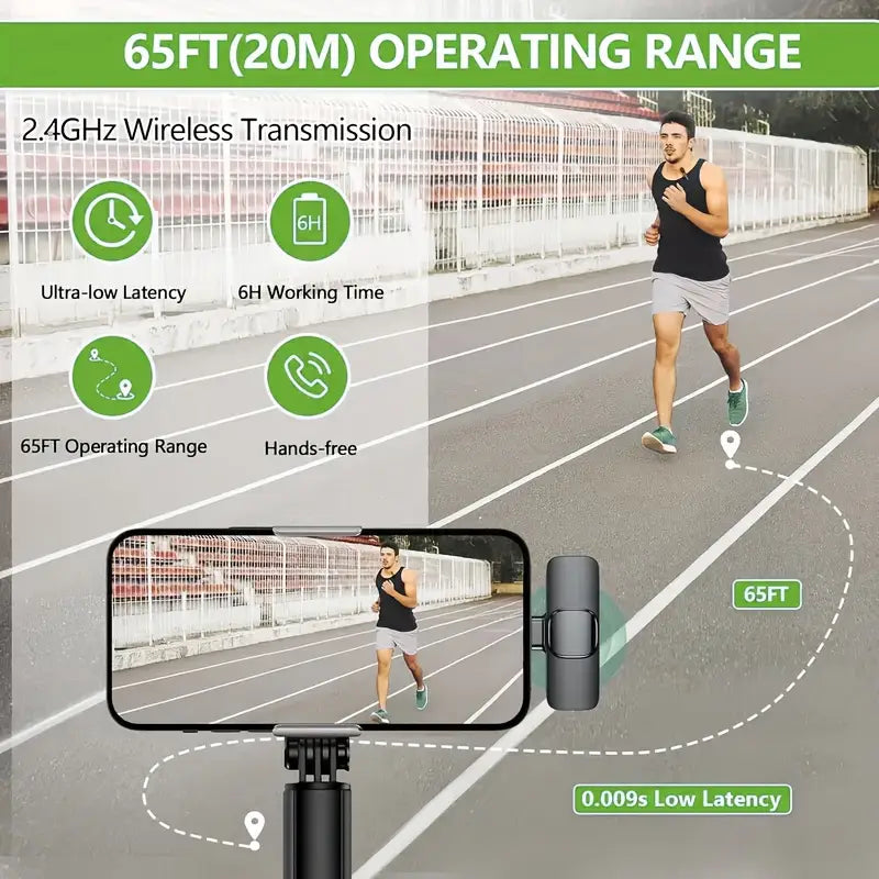 Wireless Lavalier Microphone | Clip-On Mic with Noise Reduction | Streaming & Content Creation | Mobile Accessories