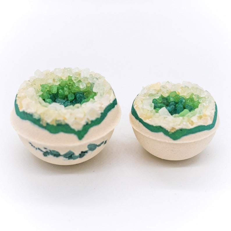 Artisan Emerald Geo Vegan Bath Bomb | 3" Extra Large | Natural | Handcrafted | Luxurious Skin Care