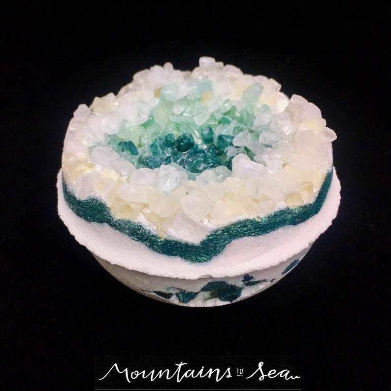 Artisan Emerald Geo Vegan Bath Bomb | 3" Extra Large | Natural | Handcrafted | Luxurious Skin Care