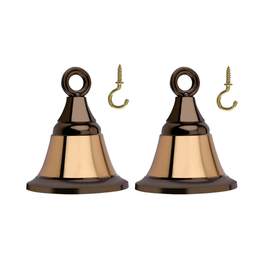 Hanging Bells for Pooja Mandir | Vintage Finish Zinc | Spiritual Altar Supplies | Sacred Space Decor