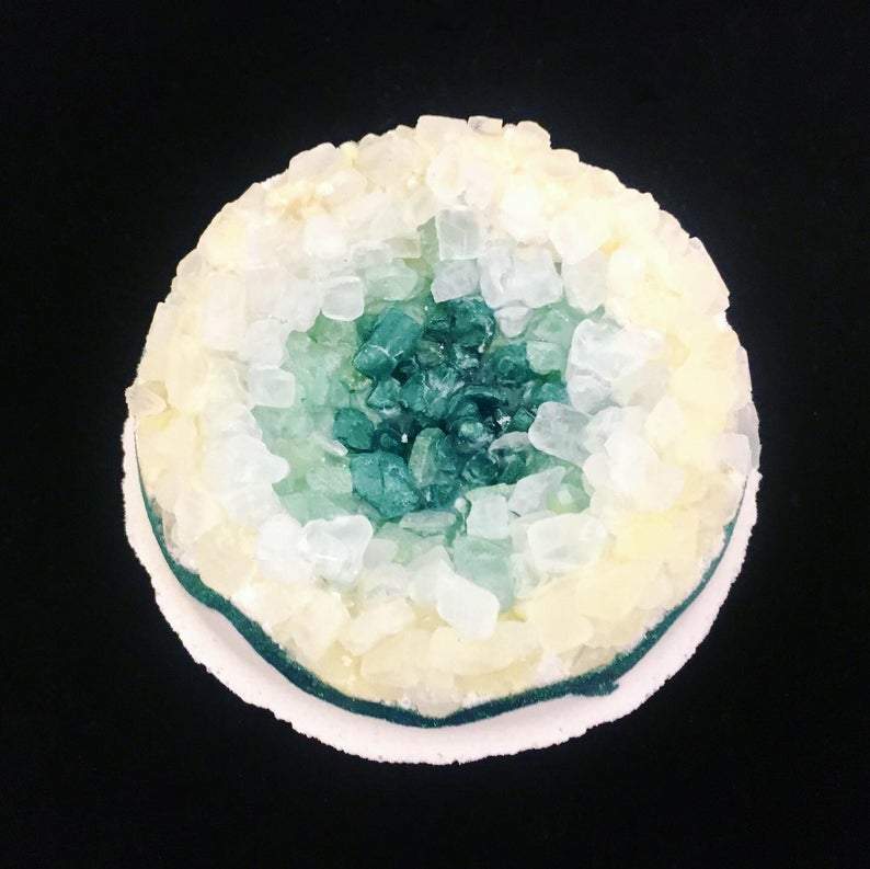 Artisan Emerald Geo Vegan Bath Bomb | 3" Extra Large | Natural | Handcrafted | Luxurious Skin Care