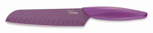 Ausonia Brio 17cm Santoku Knife | Purple Non-Stick Kitchen Knife | Professional Chef Knife