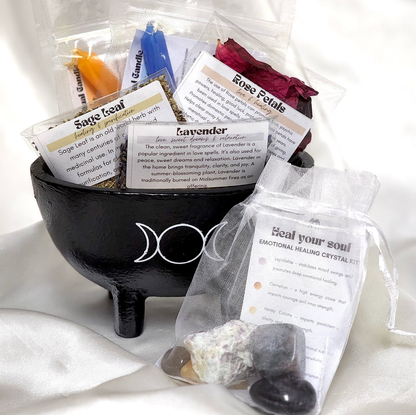 Emotional Healing Kit | Healing Crystals & Gemstones | Spiritual Growth | Meditation Spell Kit | Heart Chakra
