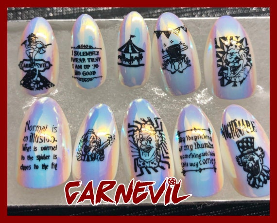 Press On Stiletto Nails | 24 Themed Fake Nails Set | Witchy Gothic Nail Art