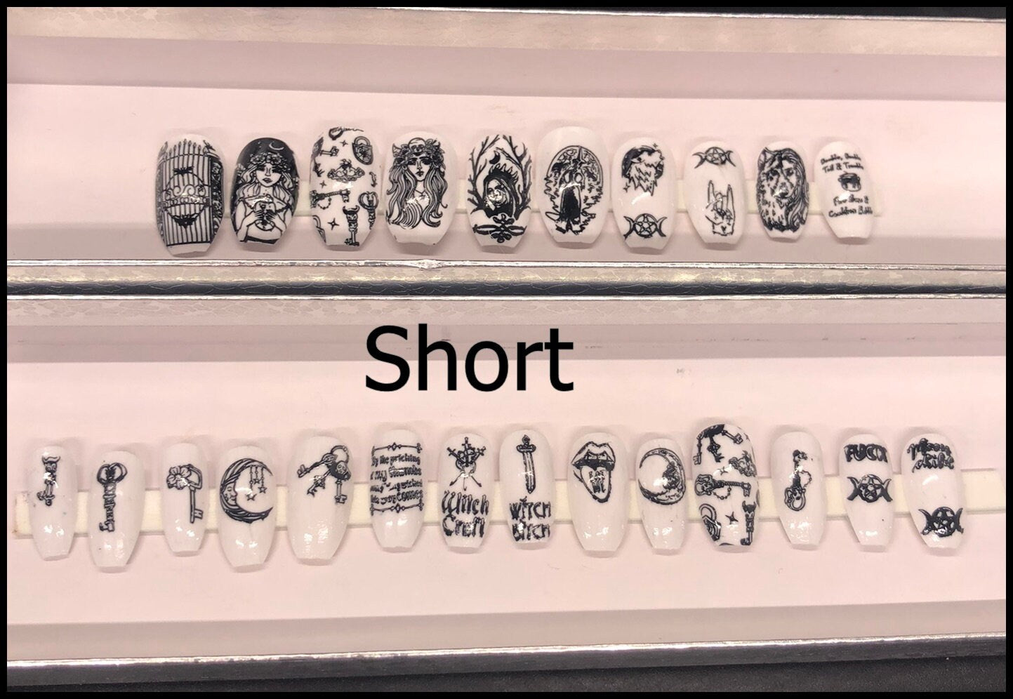 Hecate Goddess Press On Nails | 24 Witchy Nail Set | Stiletto Coffin Short Options