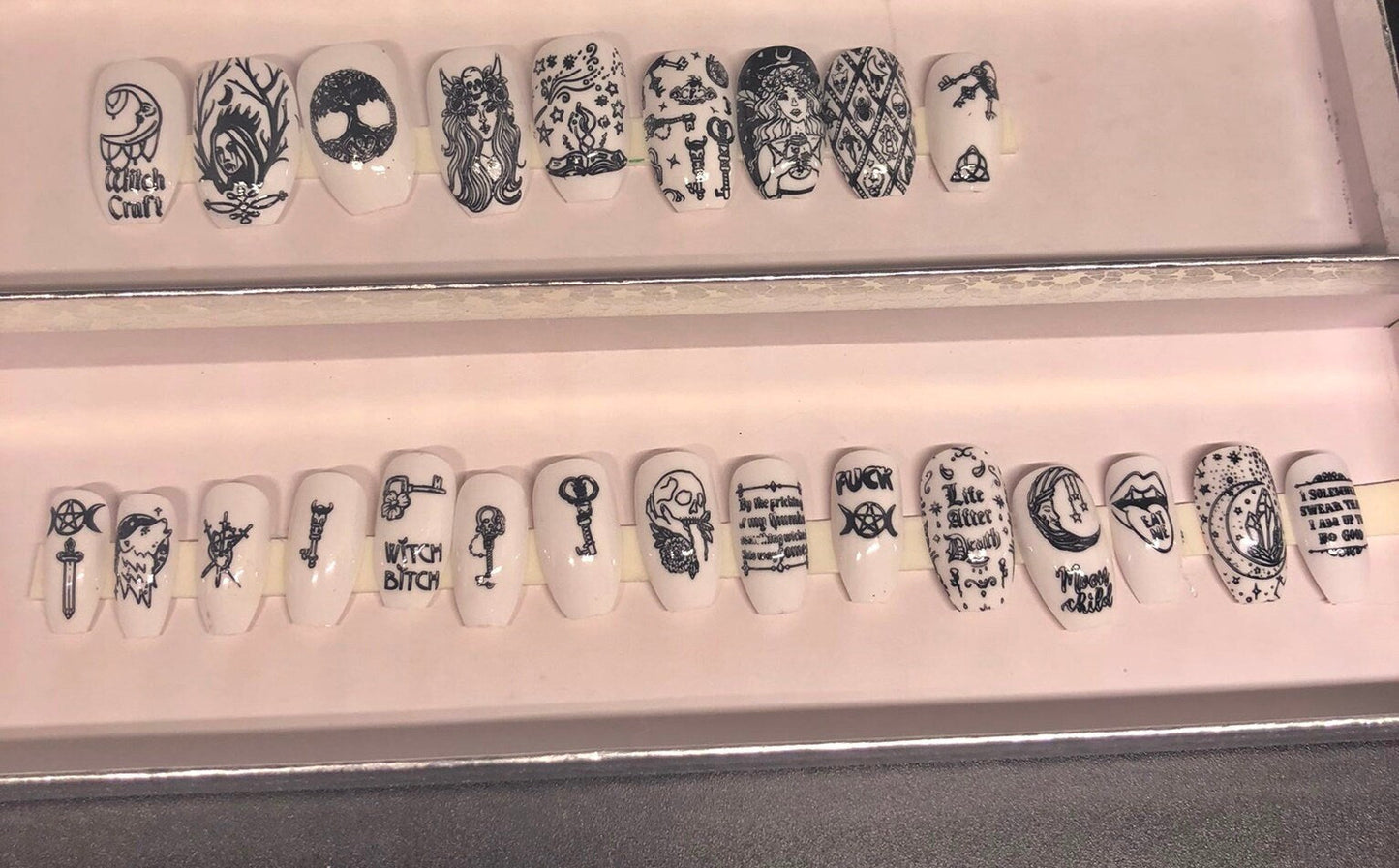 Hecate Goddess Press On Nails | 24 Witchy Nail Set | Stiletto Coffin Short Options