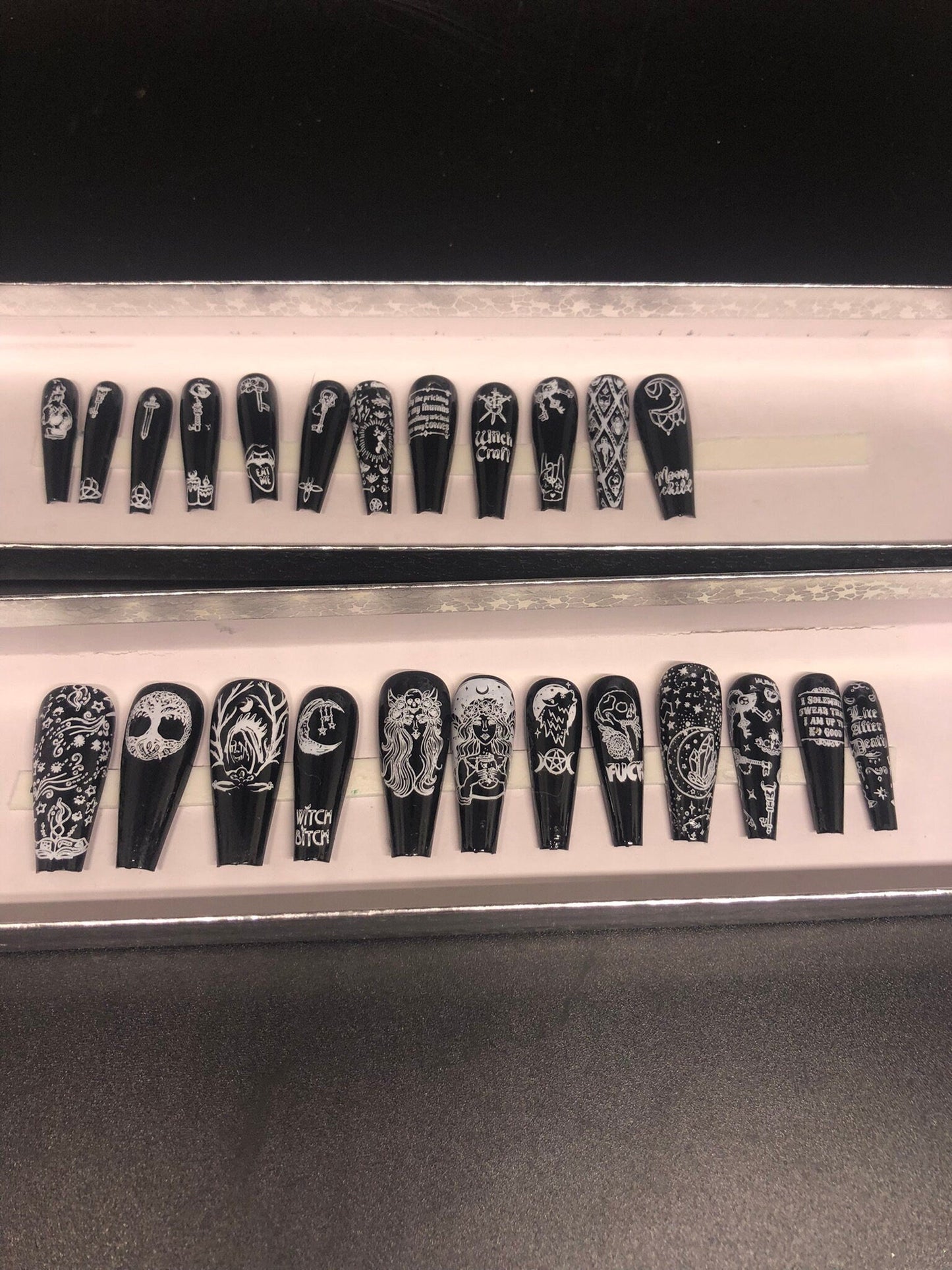 Hecate Goddess Press On Nails | 24 Witchy Nail Set | Stiletto Coffin Short Options