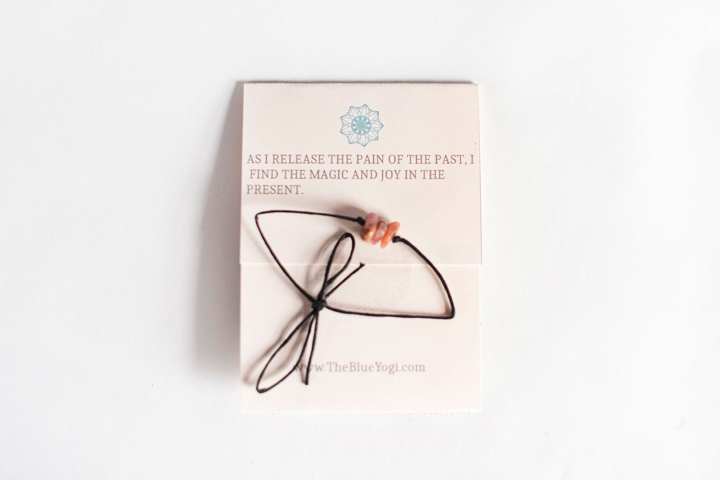 Rhodochrosite Healing Band with Affirmation | Gemstone Bracelet | Pink Crystal Jewelry | Tie Closure