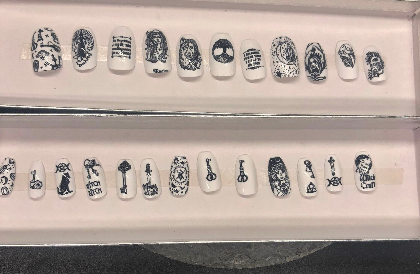 Hecate Goddess Press On Nails | 24 Witchy Nail Set | Stiletto Coffin Short Options