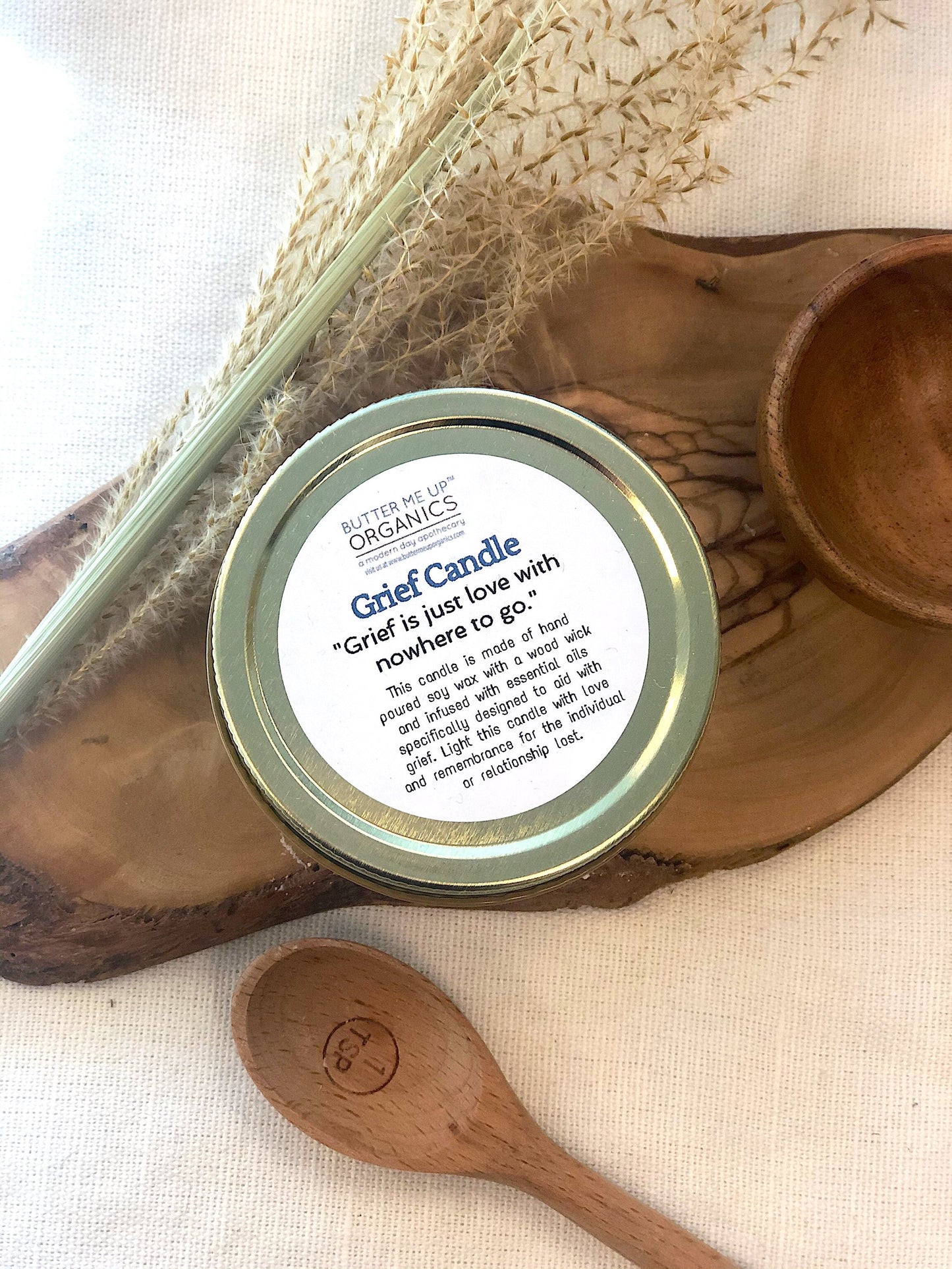 Grief Candle | Intention Candle | Essential Oil Soy Wax | Mourning & Healing | Crystal Candle
