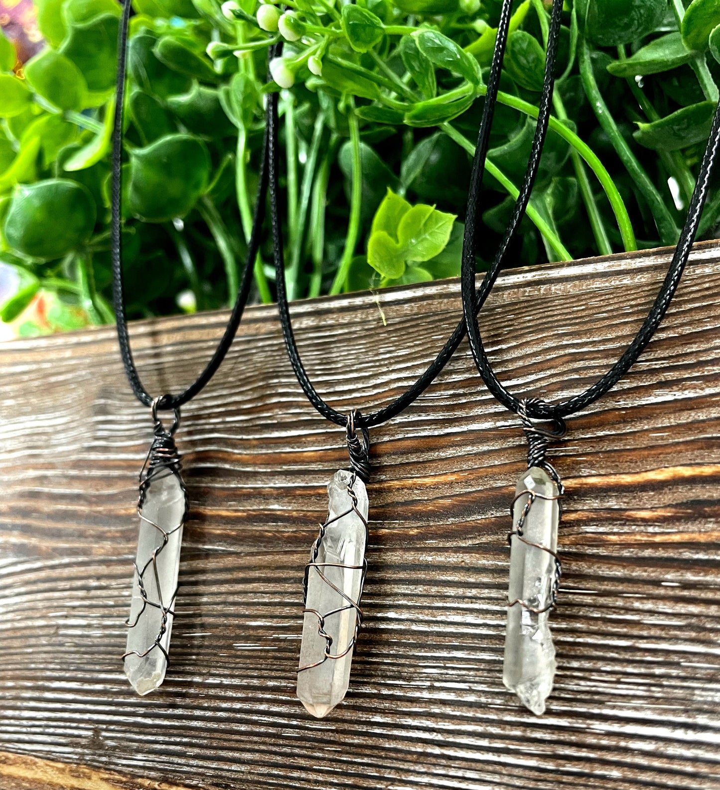 Wire Wrapped Clear Quartz Crystal Pendant | Handmade Copper Wire Jewelry | 21" Cord | Healing Crystal