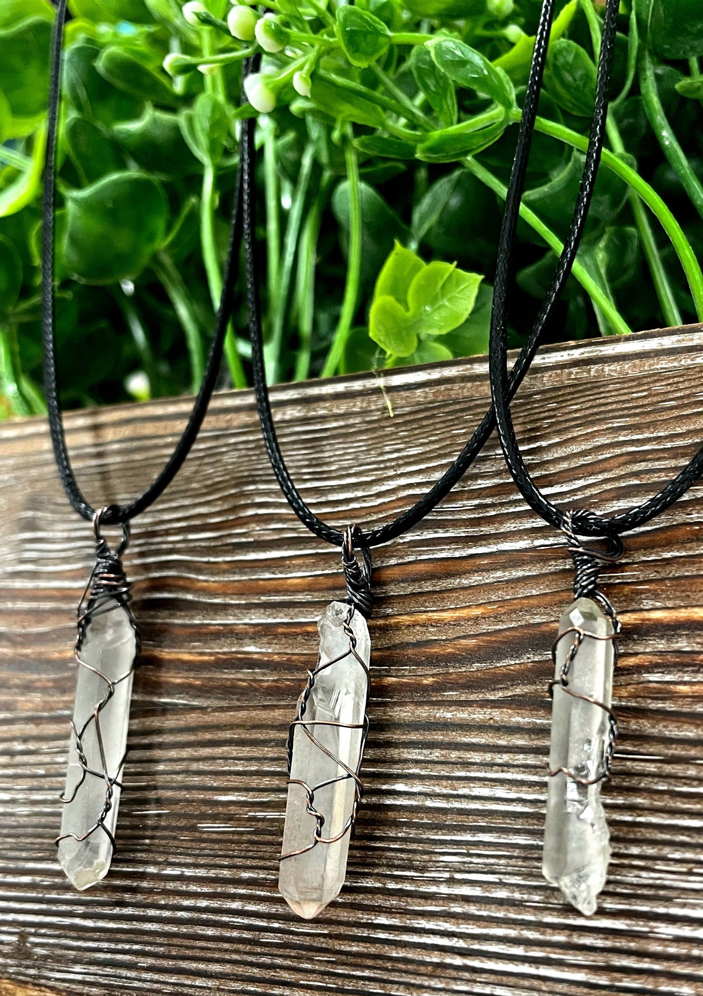 Wire Wrapped Clear Quartz Crystal Pendant | Handmade Copper Wire Jewelry | 21" Cord | Healing Crystal