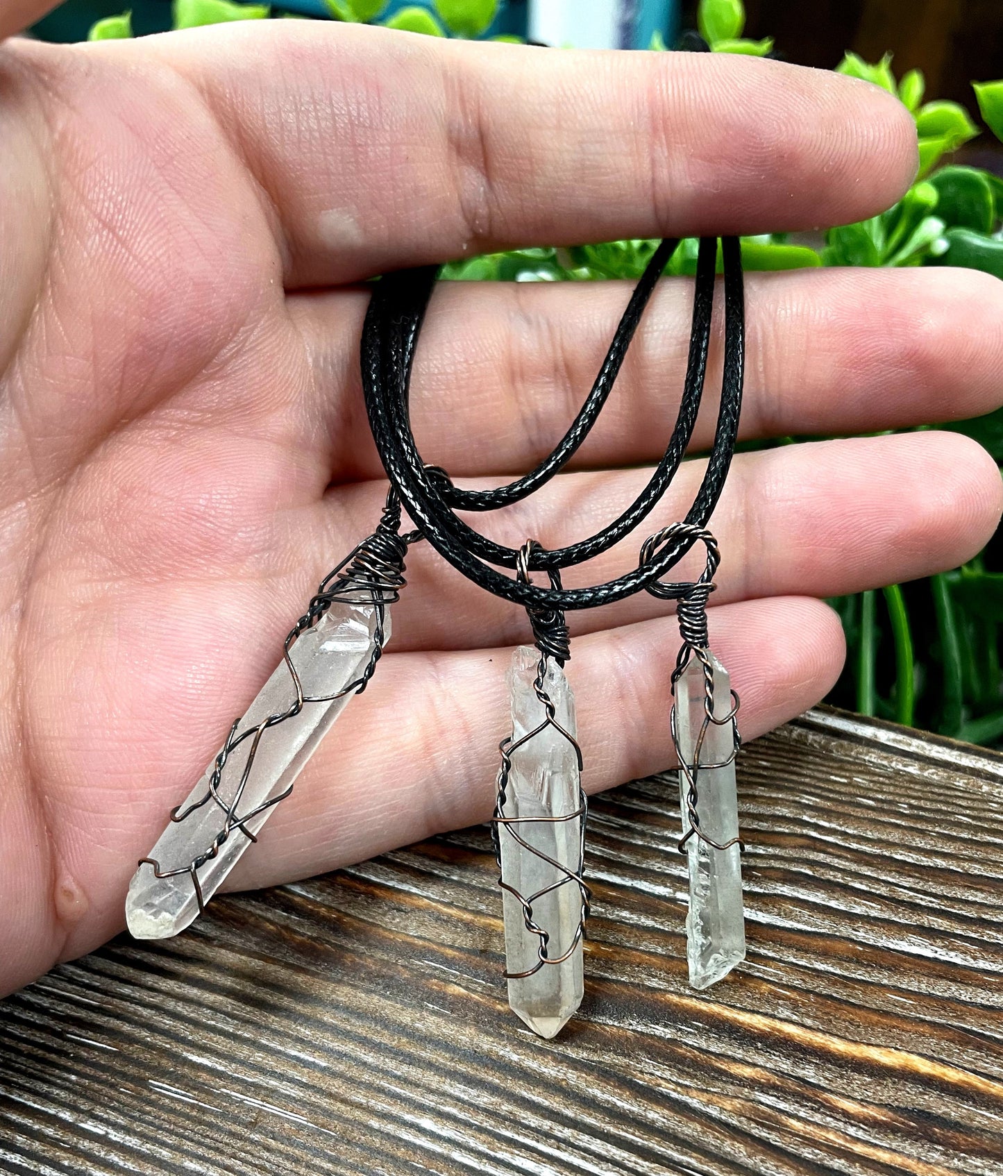 Wire Wrapped Clear Quartz Crystal Pendant | Handmade Copper Wire Jewelry | 21" Cord | Healing Crystal