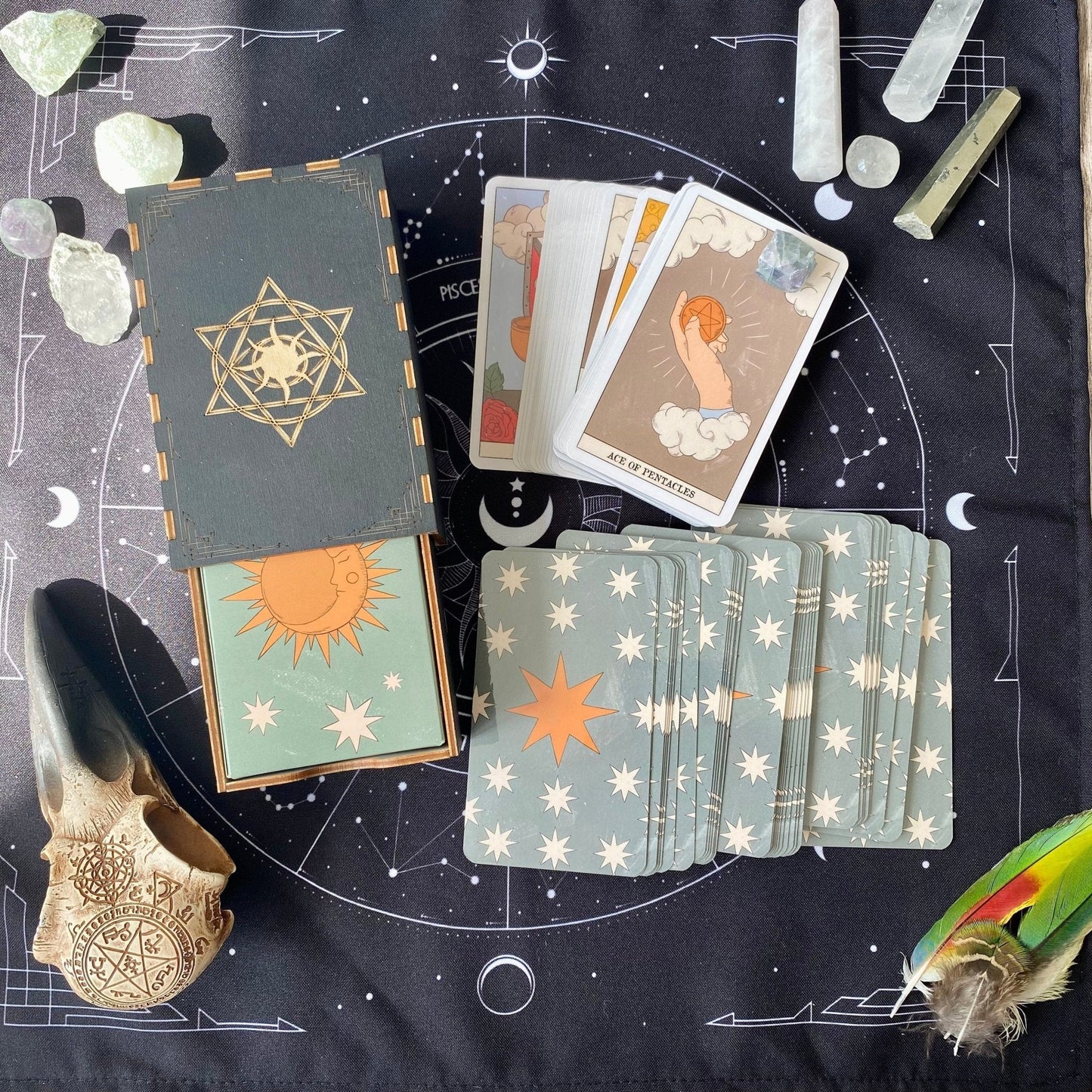 Moon Magic Tarot Deck | 78 Card Set with Guidebook | Beginner Tarot Cards | Divination Gift Set