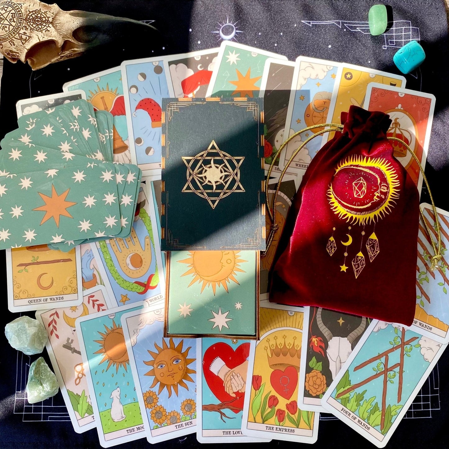 Moon Magic Tarot Deck | 78 Card Set with Guidebook | Beginner Tarot Cards | Divination Gift Set
