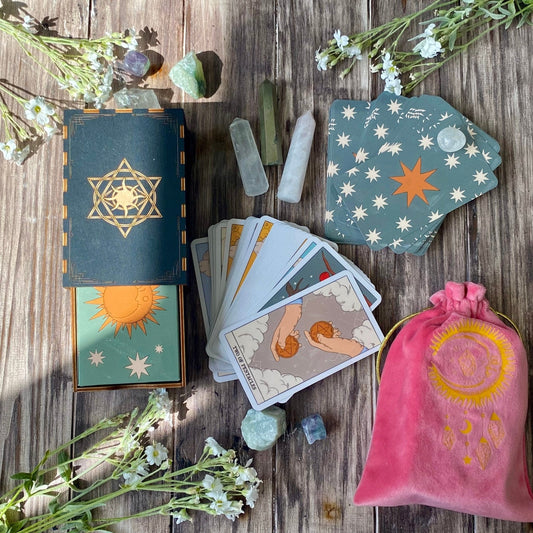 Moon Magic Tarot Deck | 78 Card Set with Guidebook | Beginner Tarot Cards | Divination Gift Set