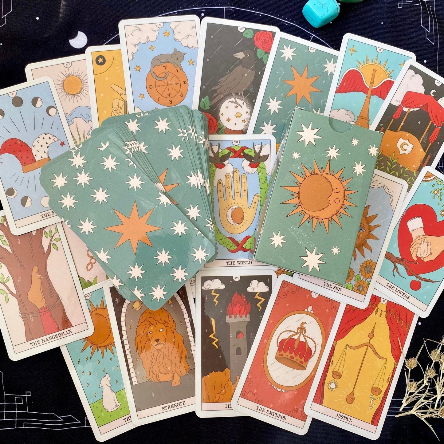 Moon Magic Tarot Deck | 78 Card Set with Guidebook | Beginner Tarot Cards | Divination Gift Set