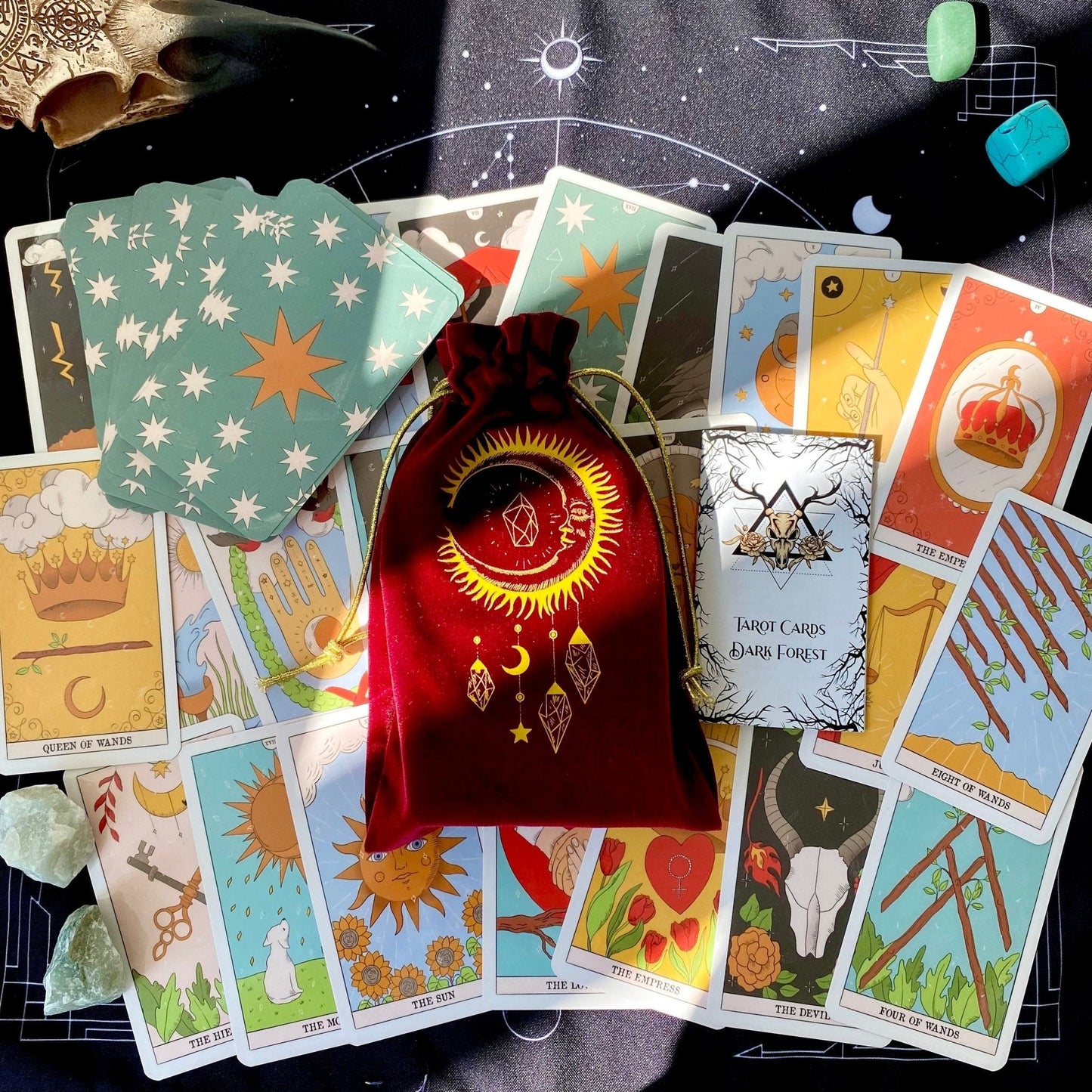 Moon Magic Tarot Deck | 78 Card Set with Guidebook | Beginner Tarot Cards | Divination Gift Set