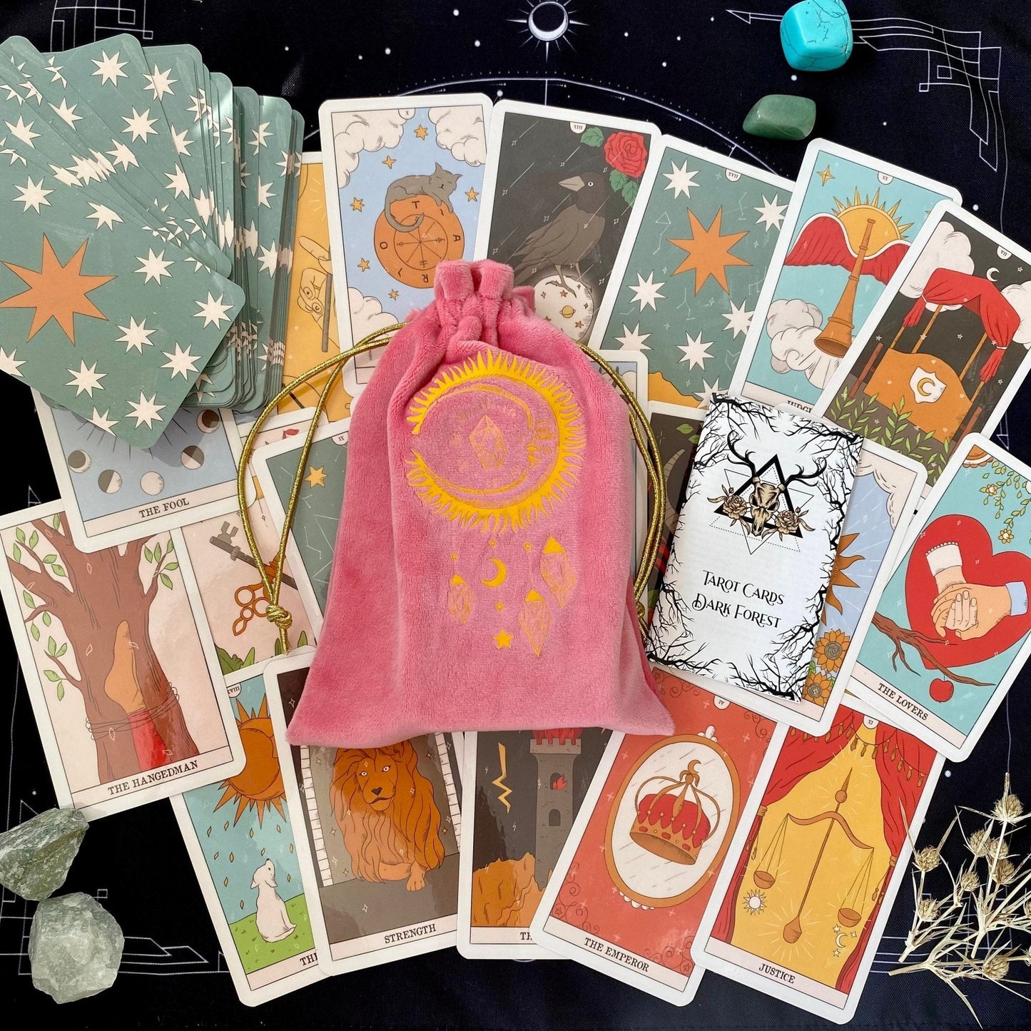 Moon Magic Tarot Deck | 78 Card Set with Guidebook | Beginner Tarot Cards | Divination Gift Set