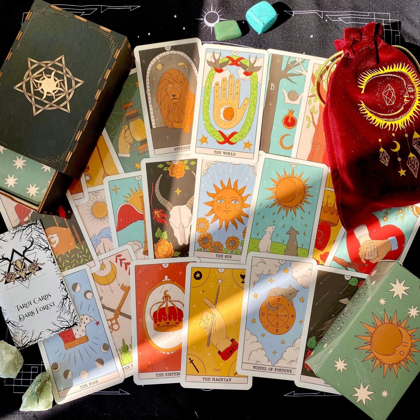 Moon Magic Tarot Deck | 78 Card Set with Guidebook | Beginner Tarot Cards | Divination Gift Set