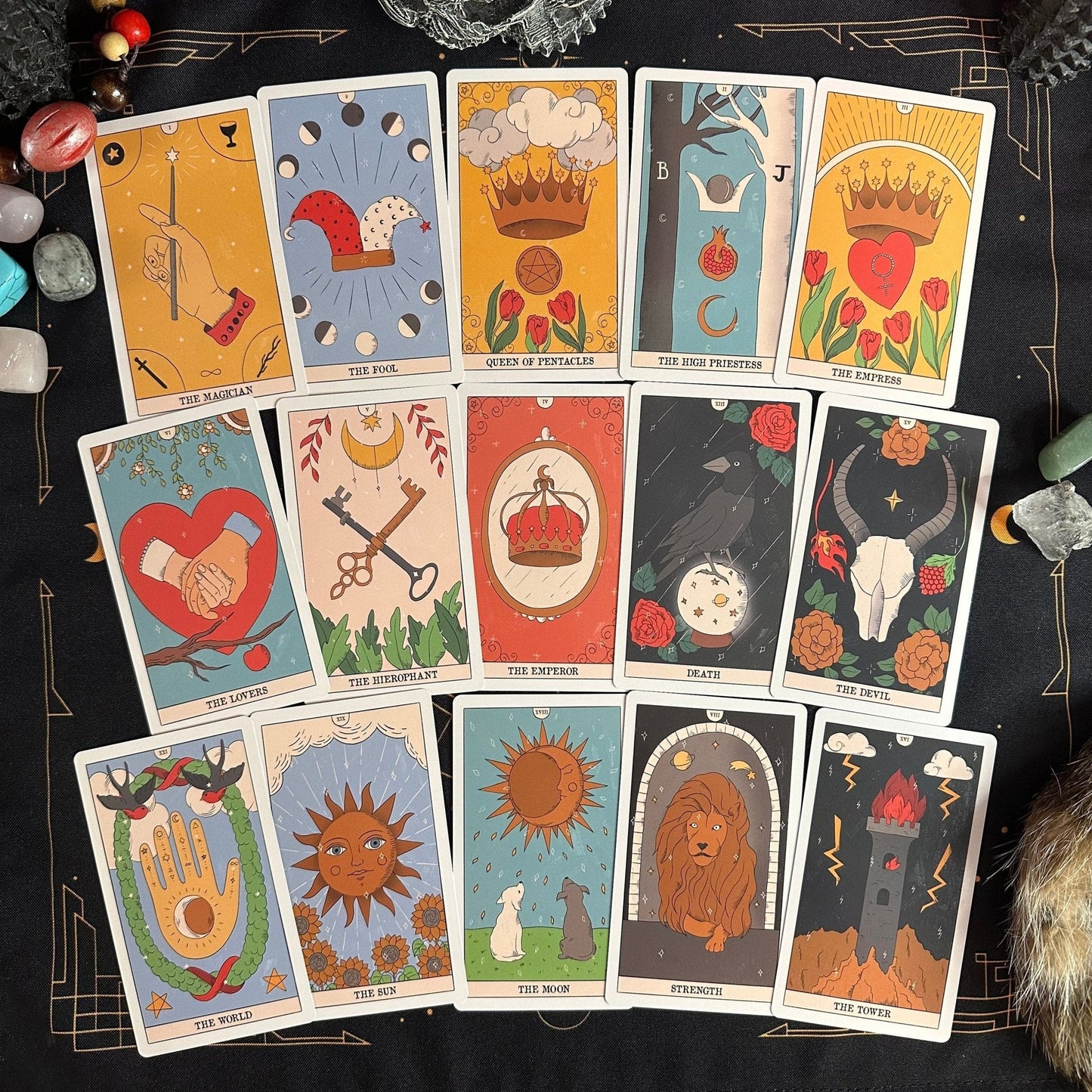 Moon Magic Tarot Deck | 78 Eco-Linen Cards | Guidebook | Cloth Bag | Complete Gift Set | Beginner