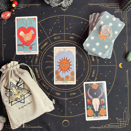 Moon Magic Tarot Deck | 78 Eco-Linen Cards | Guidebook | Cloth Bag | Complete Gift Set | Beginner
