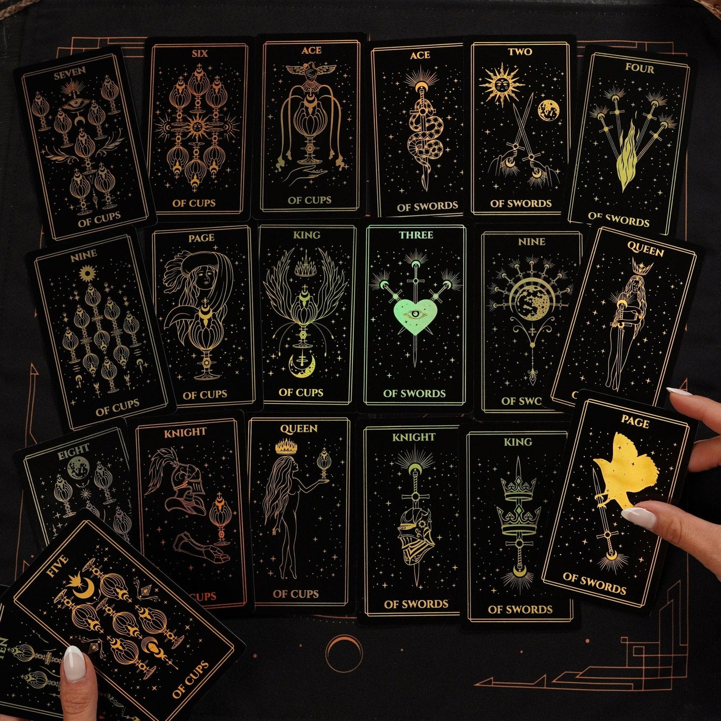 Moonlight Tarot Deck | Gold Rainbow Foil Cards | 78 Card Set with Guidebook | Witchy Gift Set