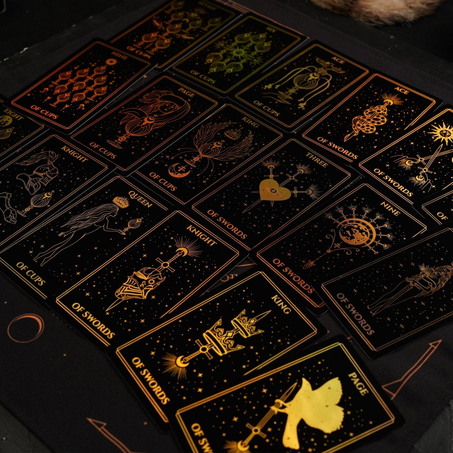 Moonlight Tarot Deck | Gold Rainbow Foil Cards | 78 Card Set with Guidebook | Witchy Gift Set