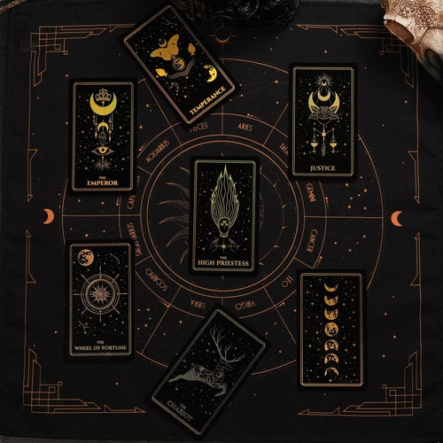 Moonlight Tarot Deck | Gold Rainbow Foil Cards | 78 Card Set with Guidebook | Witchy Gift Set