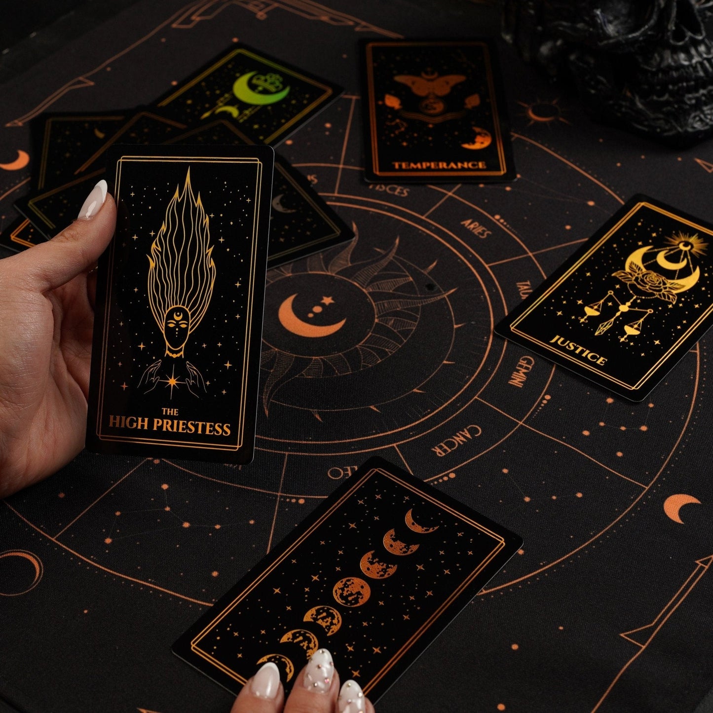 Moonlight Tarot Deck | Gold Rainbow Foil Cards | 78 Card Set with Guidebook | Witchy Gift Set