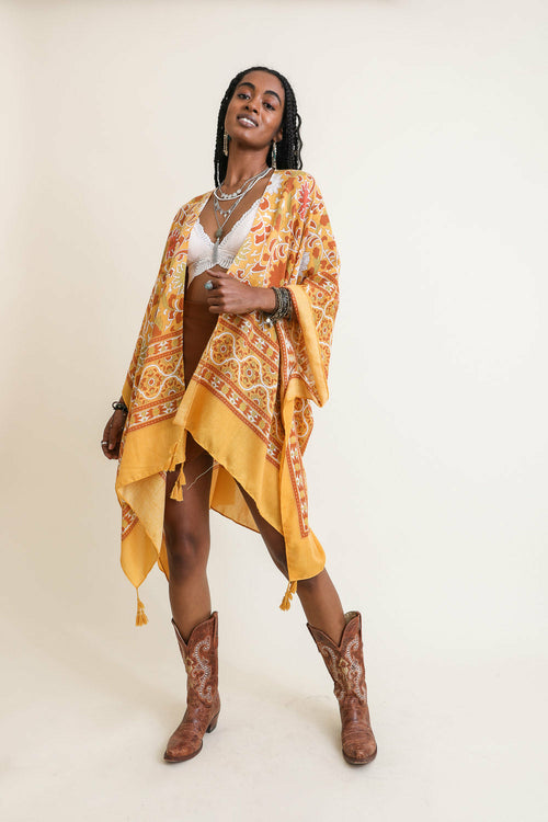Moroccan Touch Tapestry Kimono | Light Linen Kimono | Witchy Wardrobe | Boho Flowy Cover-Up
