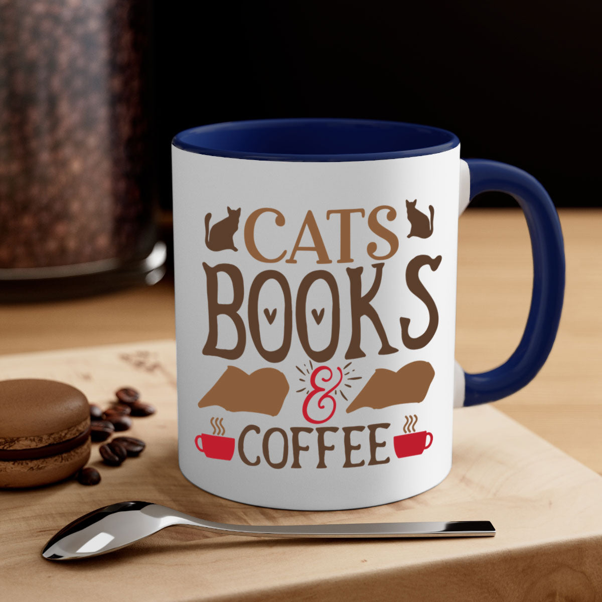Cats Books Coffee Style Mug | 11oz & 15oz | Ceramic Coffee Cup | Cat Lovers | Book Enthusiasts