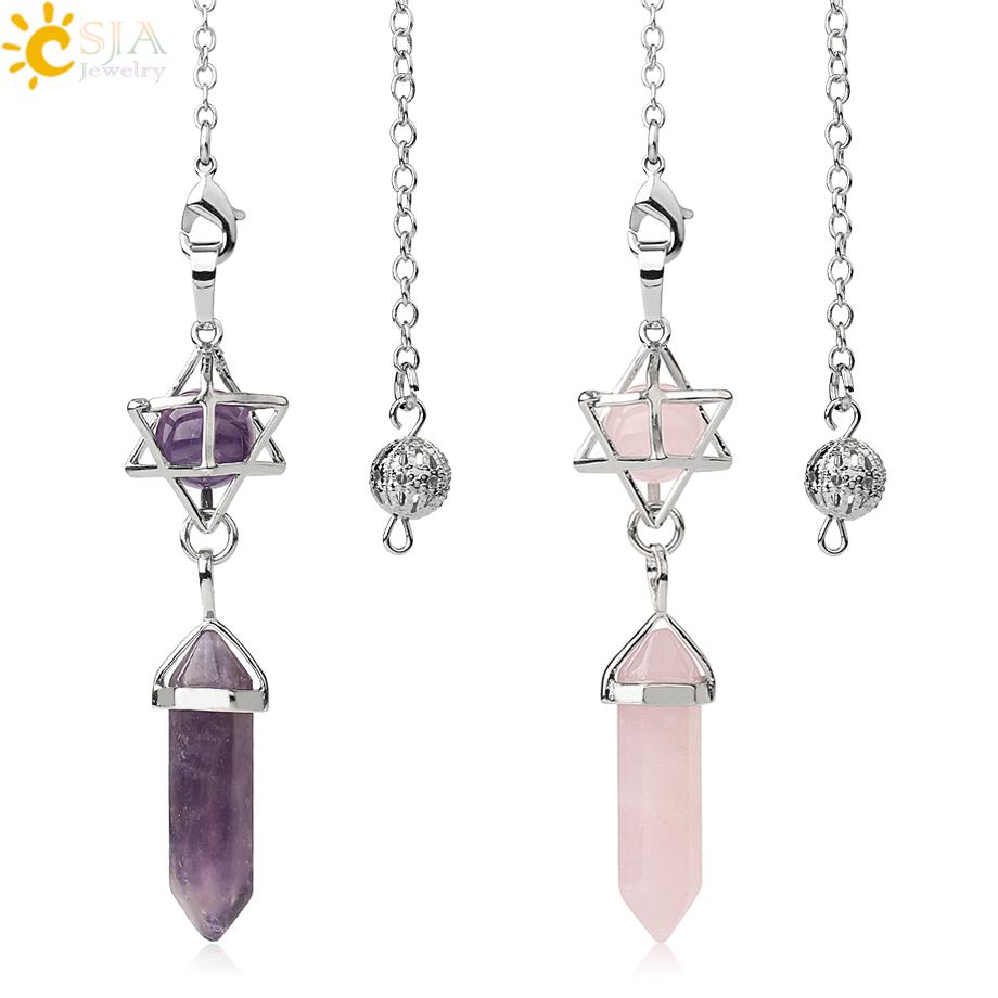 Natural Stone Pendulums | Dowsing Divination | Hexagonal Prism | Healing Crystal | Spiritual Energy