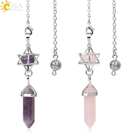 Natural Stone Pendulums | Dowsing Divination | Hexagonal Prism | Healing Crystal | Spiritual Energy