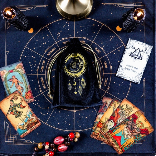 Rider Waite Borderless Vintage Tarot Deck | Eco Linen 78 Card Set | Gift Set with Guidebook | Classic Tarot