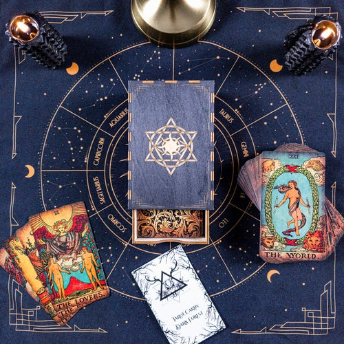 Rider Waite Borderless Vintage Tarot Deck | Eco Linen 78 Card Set | Gift Set with Guidebook | Classic Tarot