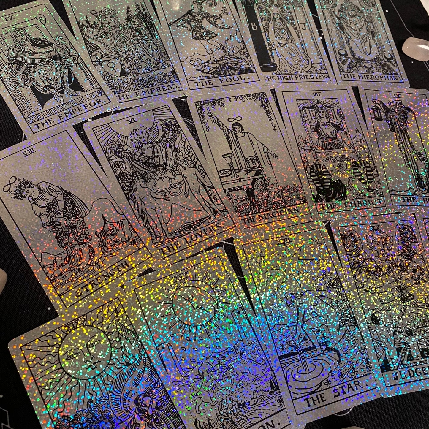 Rider Waite Holographic Crystal Foil Tarot Deck | 78 Cards | Anti-Scratch | Guidebook | Witchy Gift Set