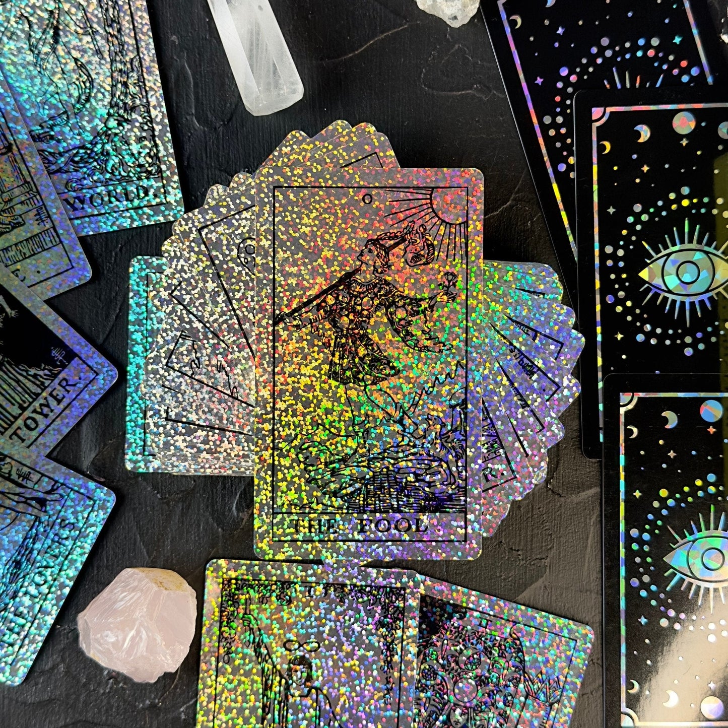 Rider Waite Holographic Crystal Foil Tarot Deck | 78 Cards | Anti-Scratch | Guidebook | Witchy Gift Set